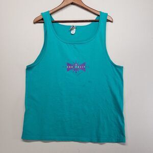 Mens Vintage 1992 OP Ocean Pacific Tank 90s Teal Purple Made In USA Large